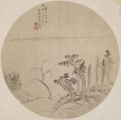 CHINE - XIXe siècle.
Ensemble de six peintures,...