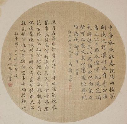CHINE - XIXe siècle.
Ensemble de six peintures,...