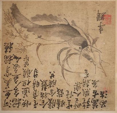CHINE - XIXe siècle.
Ensemble de six peintures,...