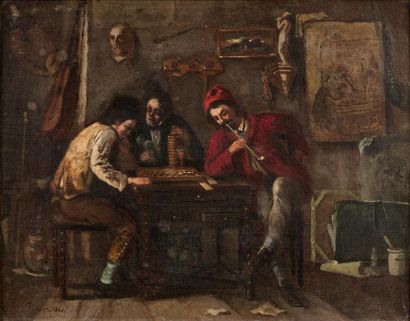 BOYER.
Les Joueurs dans l'atelier 
Toile,...