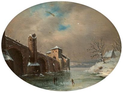 École Française du milieu du XIXe siècle.
Paysage...