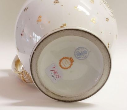 SÈVRES.
Pot à décoction et un couvercle émaillé...