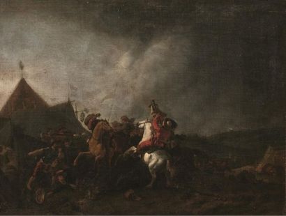 ERRATUM
Attribué à Piter WOUVERMANS (1623-1682).
Cavalier...