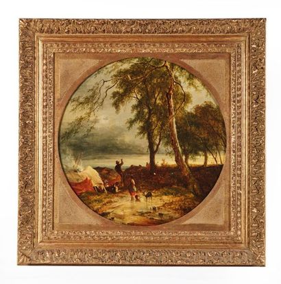 École Anglaise vers 1840.
La Halte au bord...
