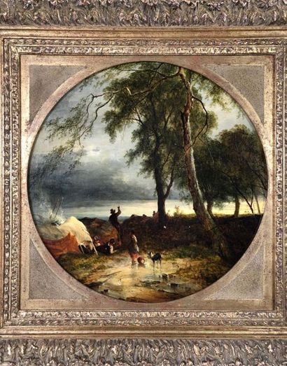 École Anglaise vers 1840.
La Halte au bord...