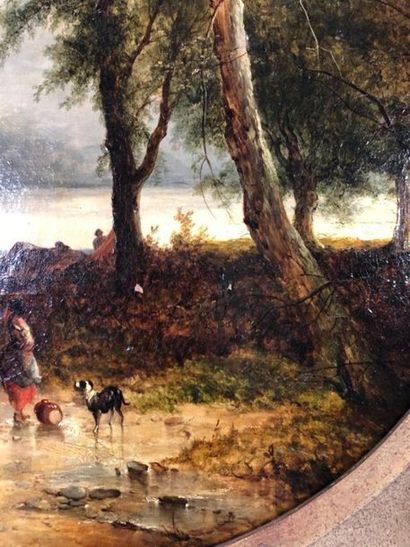 École Anglaise vers 1840.
La Halte au bord...