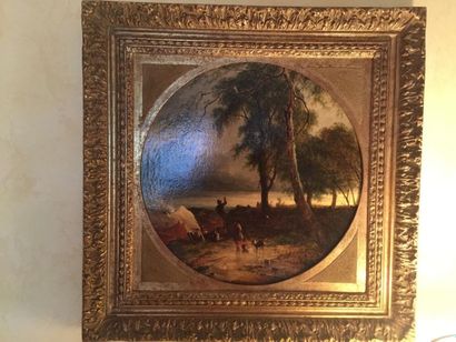 École Anglaise vers 1840.
La Halte au bord...