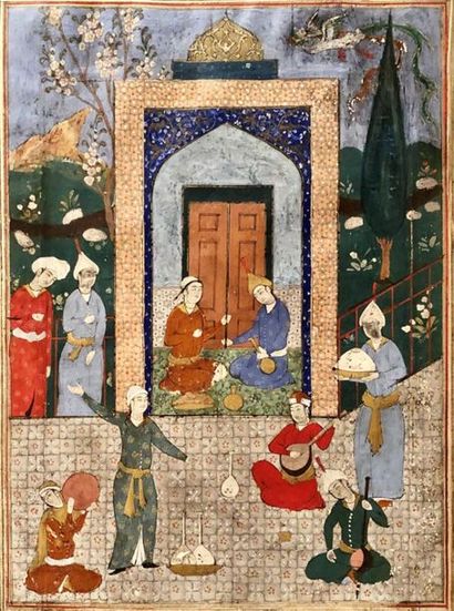 Scène de délassement, Iran style safavide,...