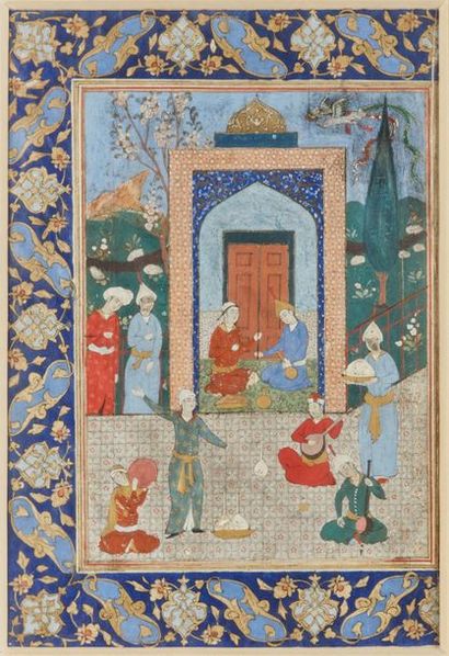 Scène de délassement, Iran style safavide,...