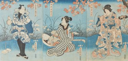 Utagawa Toyokuni III (1786-1865).
Deux triptyques...