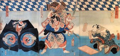 Utagawa Toyokuni III (1786-1865).
Deux triptyques...