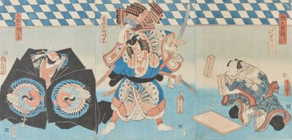 Utagawa Toyokuni III (1786-1865).
Deux triptyques...