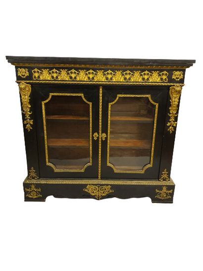 
BLACKED WOOD AND GOLDEN METAL FURNITURE...