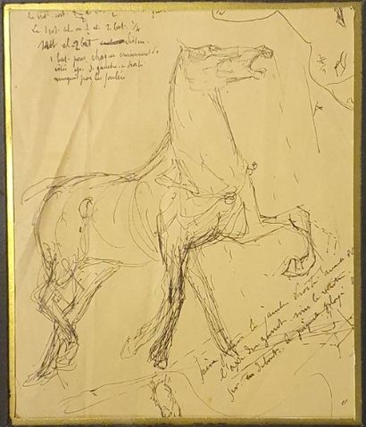 Set of ten framed pieces, drawings and various...