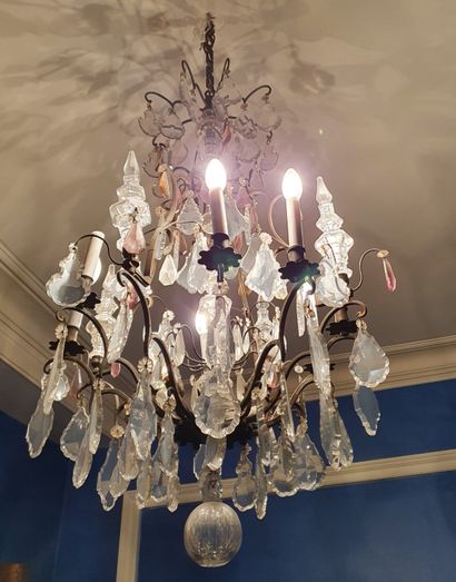 
Large chandelier in cage with eight arms...
