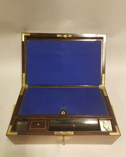 
Mahogany veneered travel writing case, double...