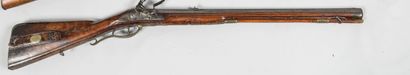 
Flintlock hunting rifle, octagonal barrel...