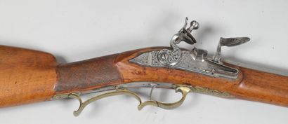 
Flintlock hunting rifle, octagonal barrel...