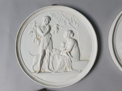 
Set of 4 biscuit medallions decorated with...