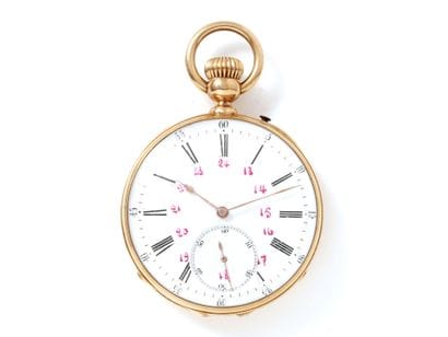 Montre de poche en or 750 millièmes, cadran...