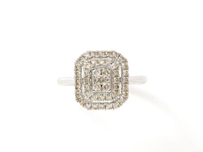 Bague en or gris 750 millièmes, le plateau...
