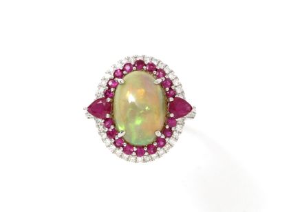Bague en or gris 750 millièmes, ornée d'un...