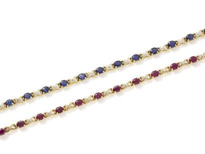 Lot en or 750 millièmes, composé de 2 bracelets...