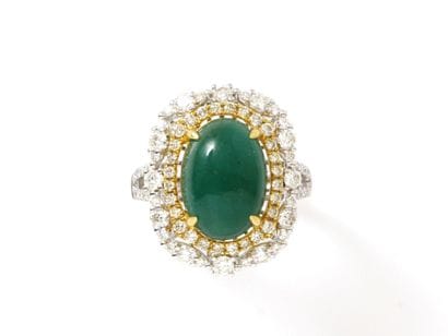 Bague 2 tons d'or 750 millièmes, ornée d'un...