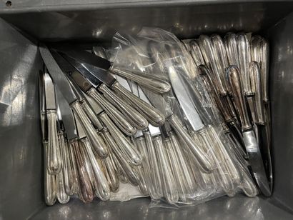 Important set of silver-plated flatware with...
