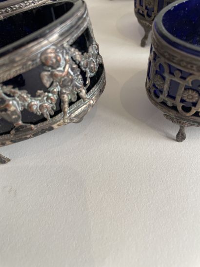 SIX SALIERES and MOUTARDIERS in silver with...