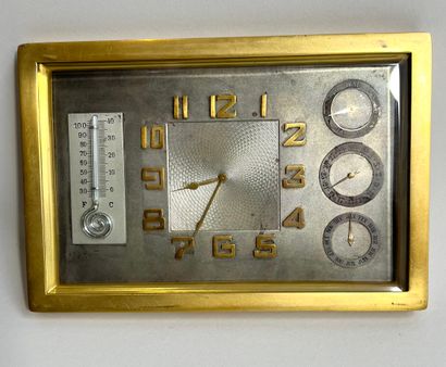 THERMOMETER CLOCK in brass and gilt metal,...