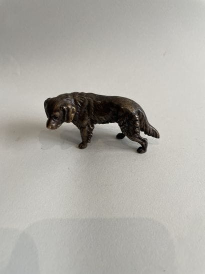 SMALL DOG in chased bronze with brown patina
H:...