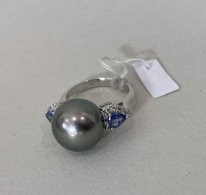 RING in 18K ( 750 thousandths) white gold...
