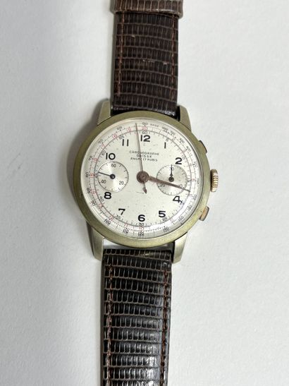 CHRONOGRAPH Wristwatch with steel case, Roman...