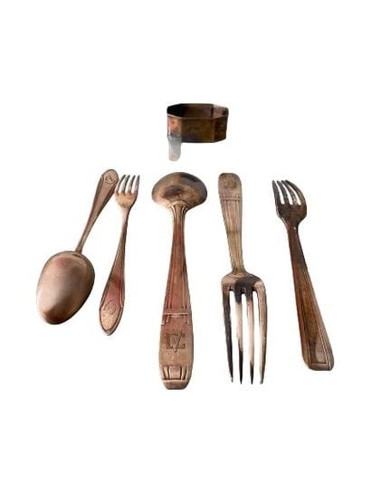 Mismatched set of silver-plated flatware...