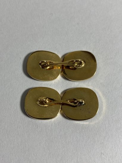 PAIR OF HANDLEBUTTONS in gilt metal and black...