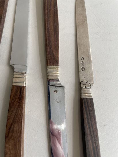 ELEVEN wooden-handled fruit knives, one with...