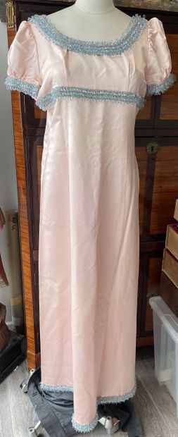 Attributed to AZZARO 
COUTURE DRESS in pale...