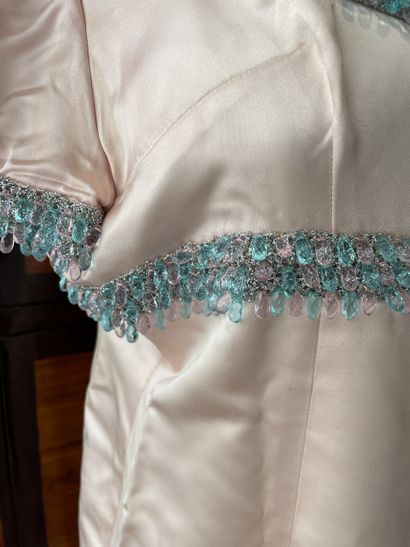 Attributed to AZZARO 
COUTURE DRESS in pale...