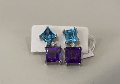 PAIR OF EARPENDANTS in 18K (750 thousandths)...
