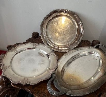 Set of THREE silver-plated and stainless...