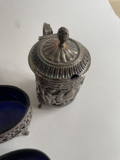 SIX SALIERES and MOUTARDIERS in silver with...