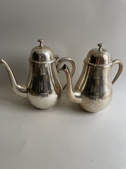 TWO plain metal JUGS and cake dish on pe...