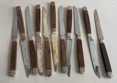 ELEVEN wooden-handled fruit knives, one with...