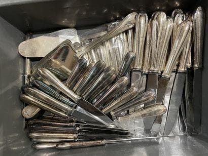 Important set of silver-plated flatware with...