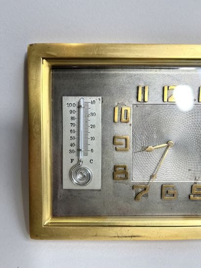 THERMOMETER CLOCK in brass and gilt metal,...
