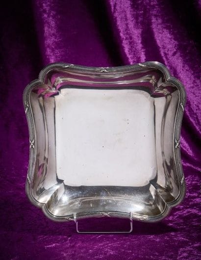 Silver bowl 1st title 950‰, square shape,...