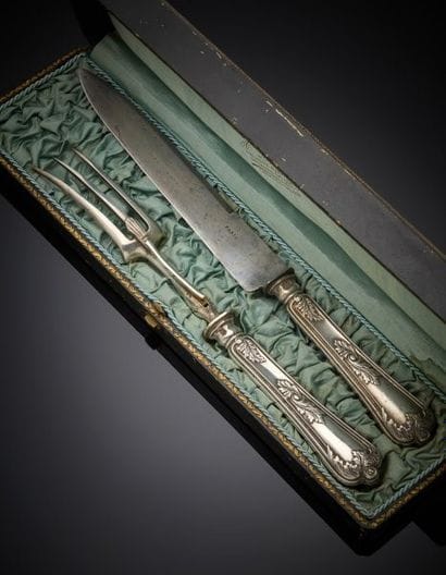 Cutlery, handles in 1er titre 950‰ filled...