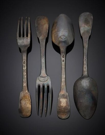 Lot including :
-Silver flatware, single-flat...