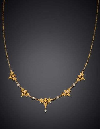 Two-tone 18K gold 750‰ drapery necklace,...